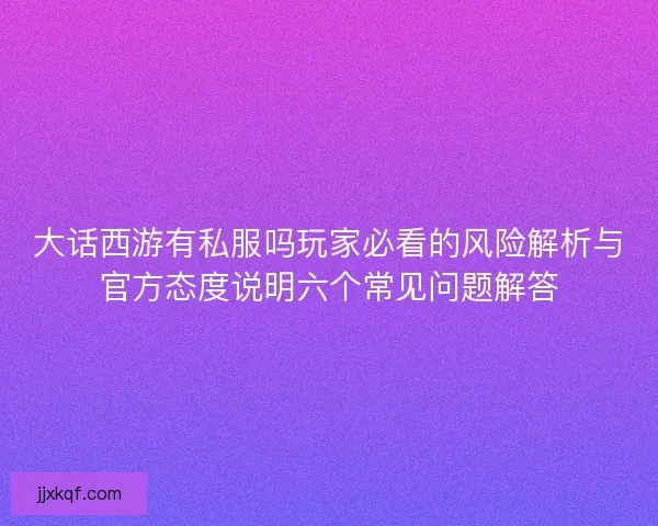大话西游有私服吗玩家必看的风险解析与官方态度说明六个常见问题解答